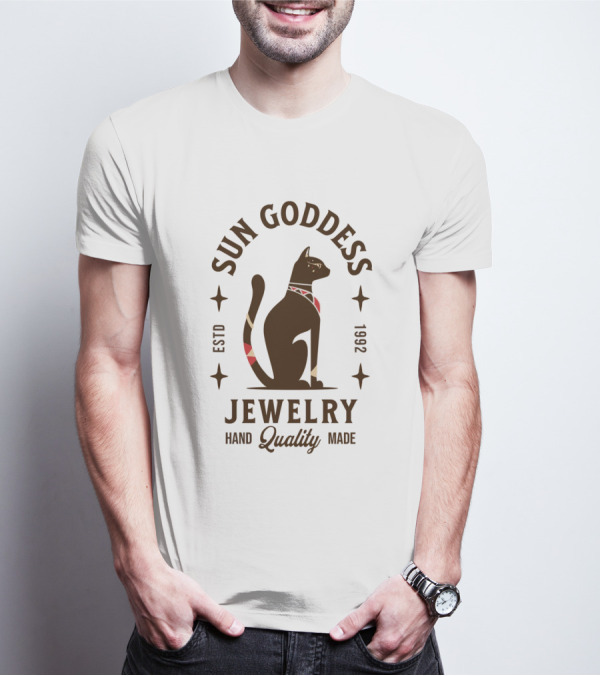 SUN GODDESS JEWELRY HAND QUALITY MADE ESTD 1992 CAT T-Shirt