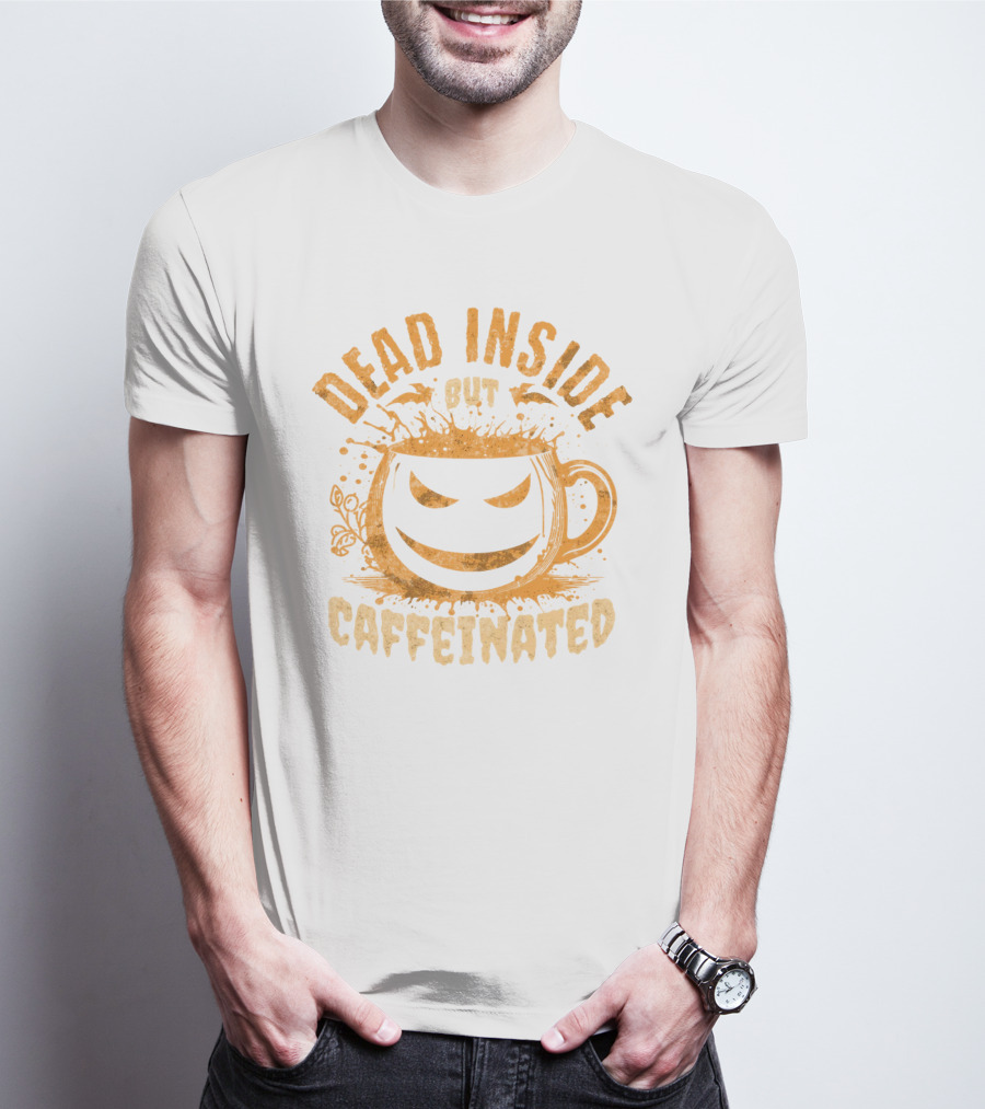 Dead Inside But Caffeinated Halloween Mug T-Shirt