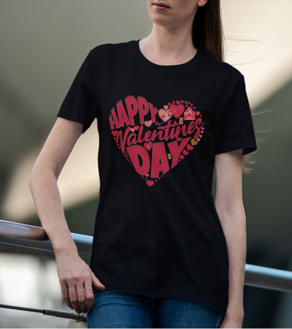 Happy Valentines Day Heart With Cute Bears And Red Hearts T-Shirt