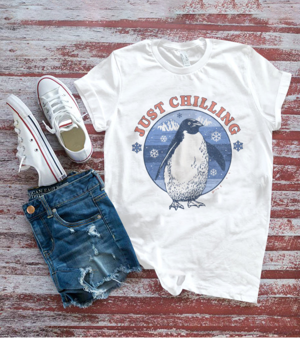 JUST CHILLING SNOWFLAKES PENGUIN MOUNTAINS T-Shirt