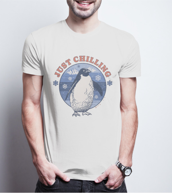 JUST CHILLING SNOWFLAKES PENGUIN MOUNTAINS T-Shirt