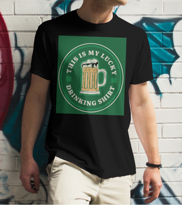 This Is My Lucky Drinking Shirt Beer Mug Clover Green T-Shirt