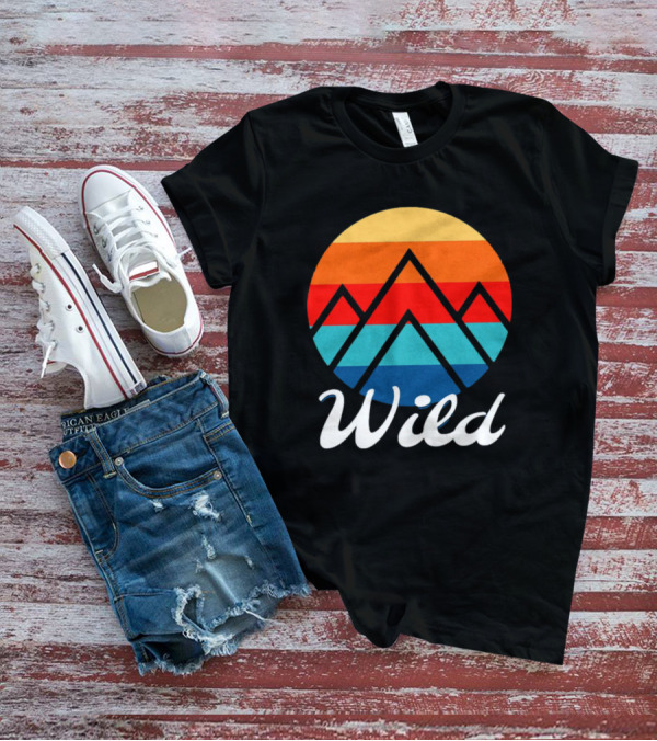 Wild Minimalistic Mountains Retro Circle Stripes T-Shirt