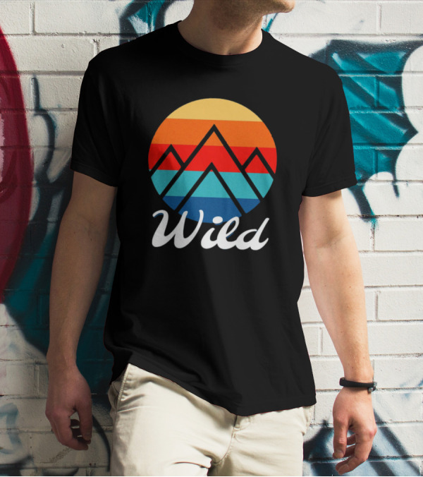 Wild Minimalistic Mountains Retro Circle Stripes T-Shirt