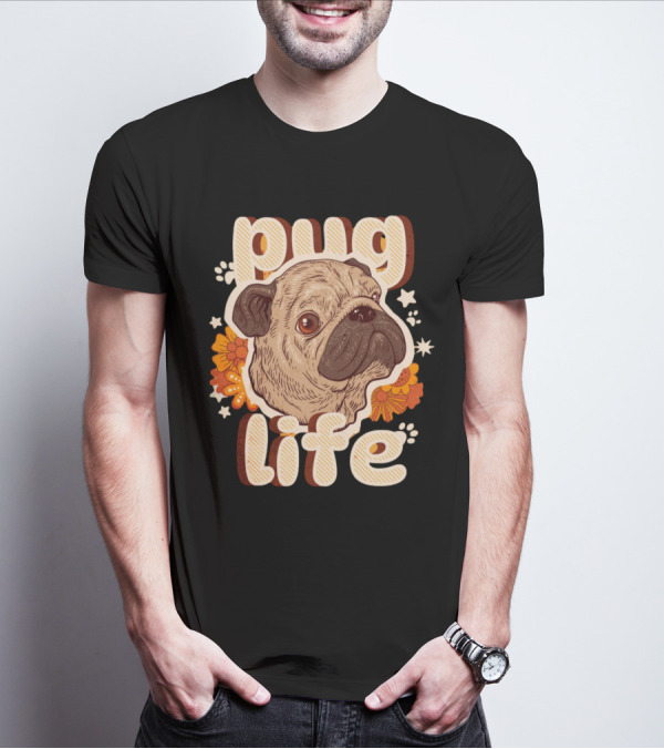 Pug Life Retro Floral T-Shirt