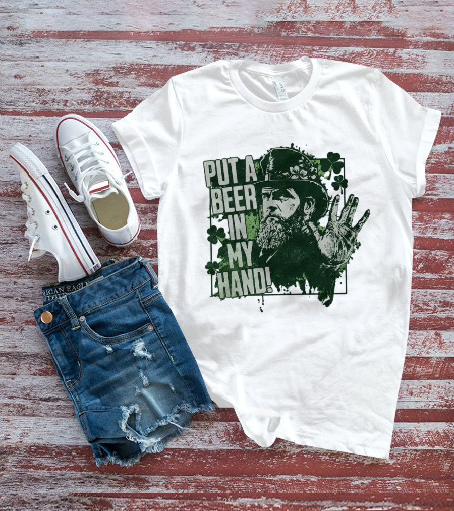 Put A Beer In My Hand St. Patrick's Day Shamrock Gentleman T-Shirt