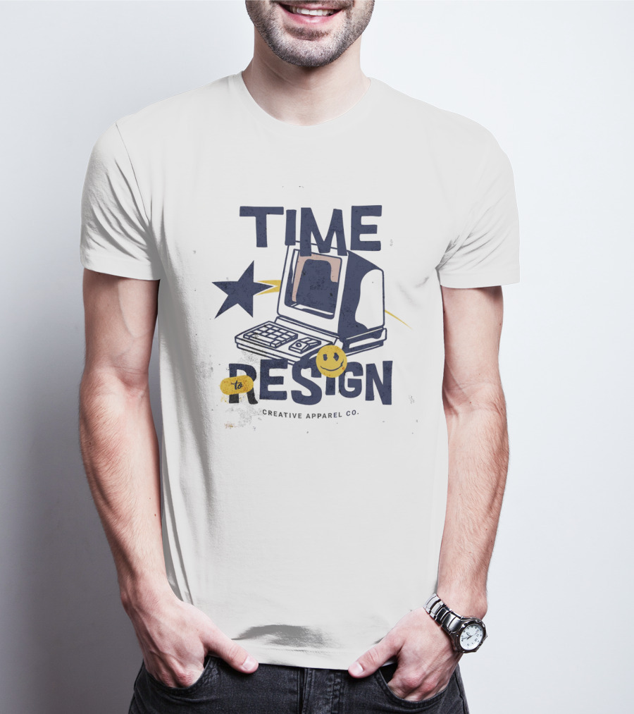 Time To Resign Vintage Computer Smiley Creative Apparel Co T-Shirt