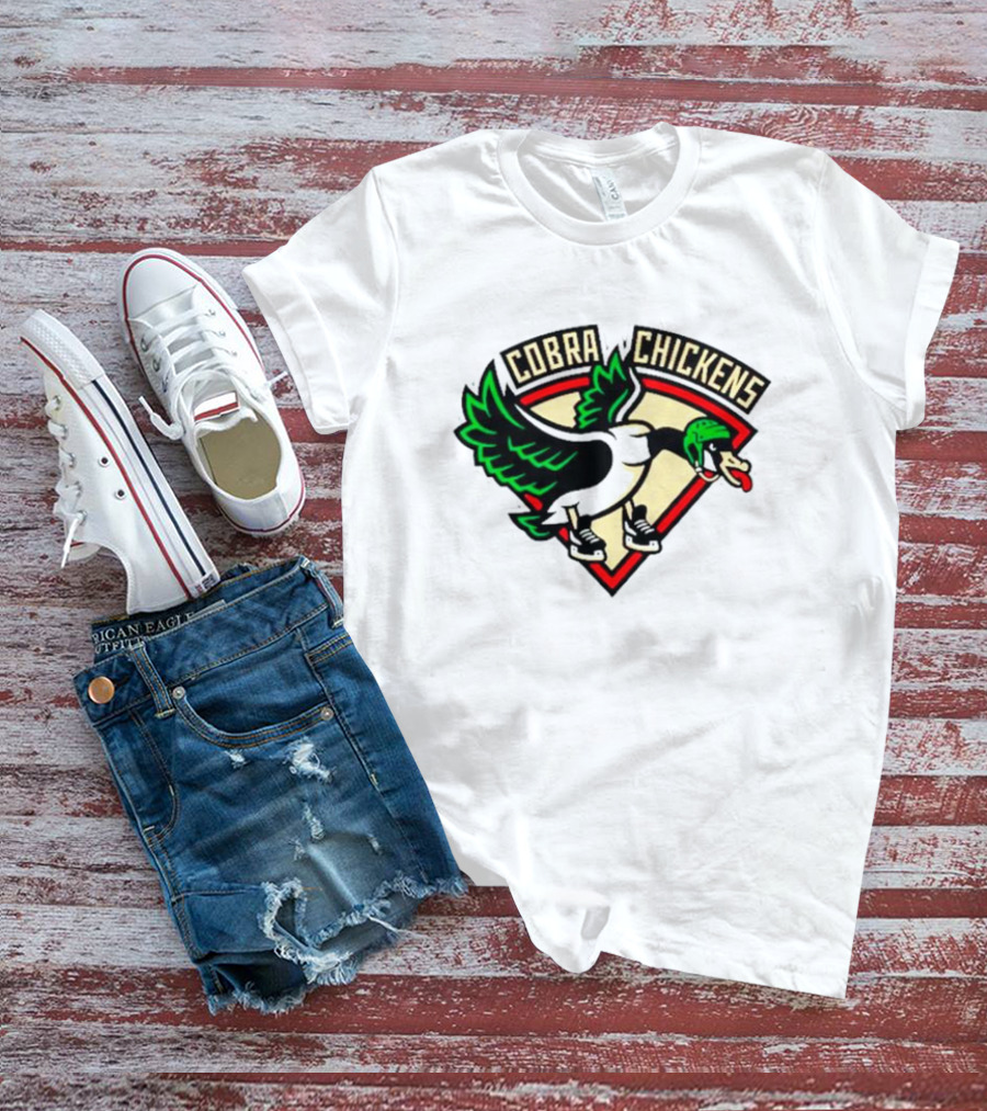 Cobra Chickens Sports Team Logo Hockey-Inspired Goose T-Shirt
