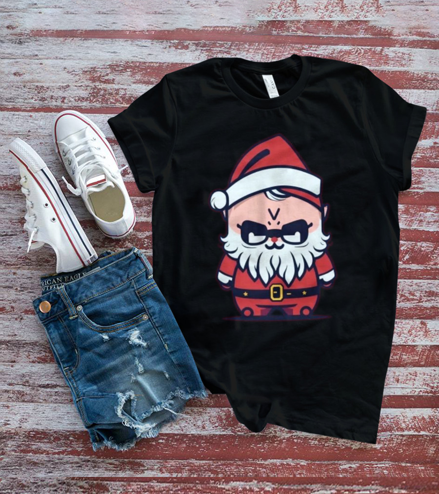 Happy Merry Christmas Kawaii Cool Santa Claus Cute Chibi Draw T-Shirt