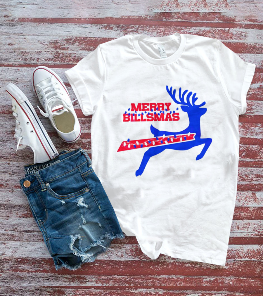 Merry Billsmas Reindeer Xmas Lights Buffalo T-Shirt