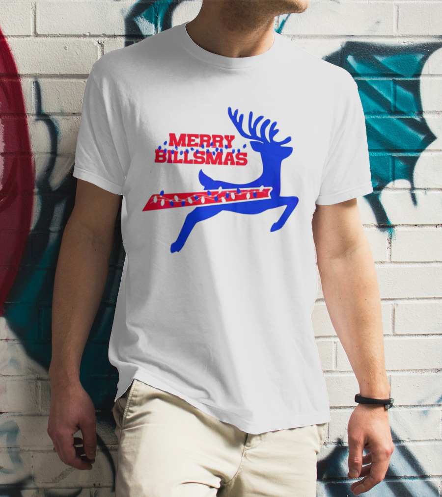Merry Billsmas Reindeer Xmas Lights Buffalo T-Shirt