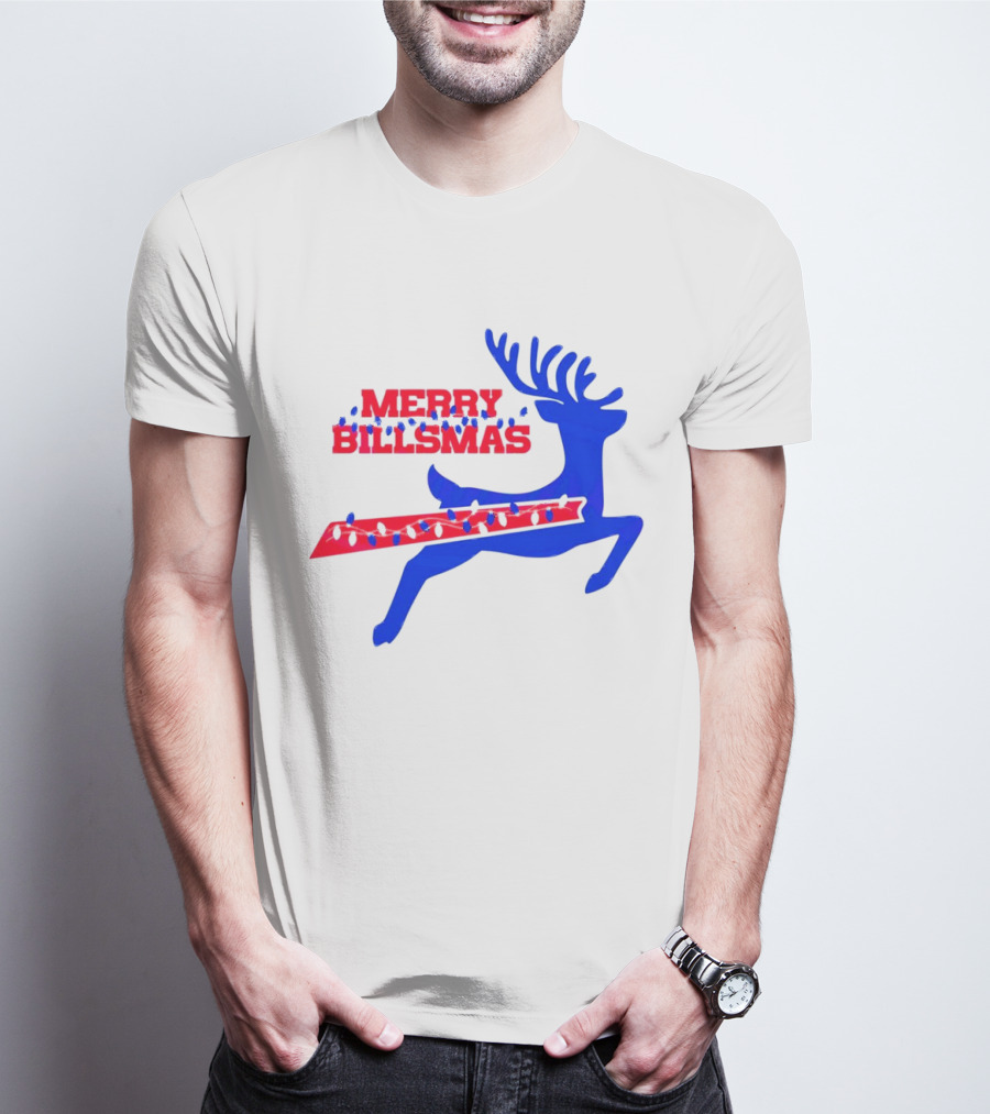 Merry Billsmas Reindeer Xmas Lights Buffalo T-Shirt