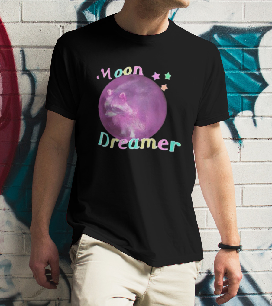 Moon Dreamer Raccoon Pastel Stars T-Shirt