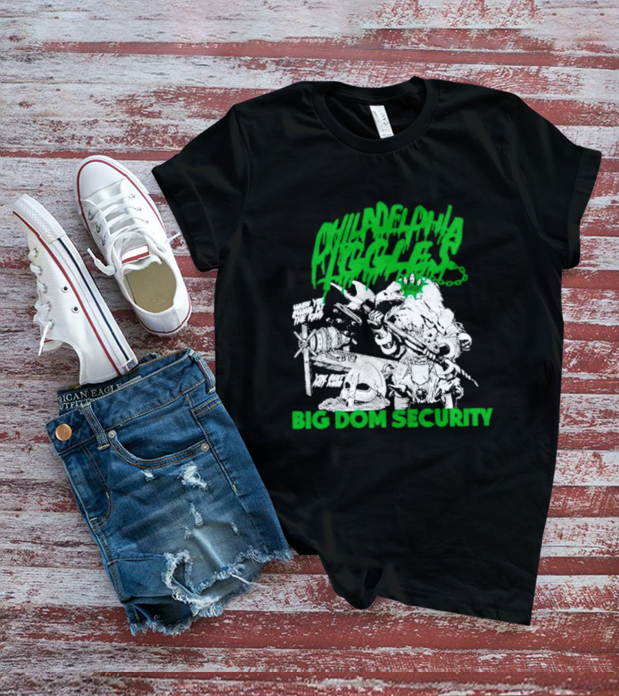 Philadelphia Iggles Big Dom Security Comic-Style Green T-Shirt