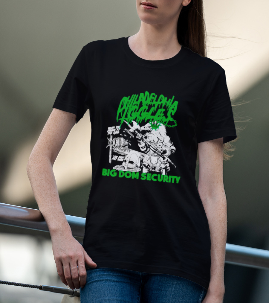 Philadelphia Iggles Big Dom Security Comic-Style Green T-Shirt