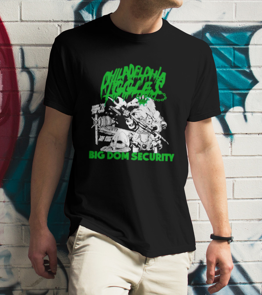 Philadelphia Iggles Big Dom Security Comic-Style Green T-Shirt