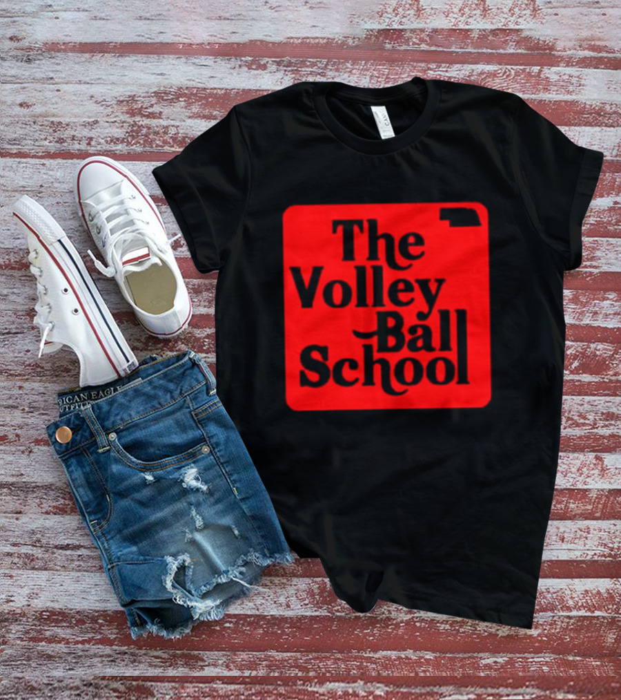 The Volleyball School Nebraska Red Square Text T-Shirt