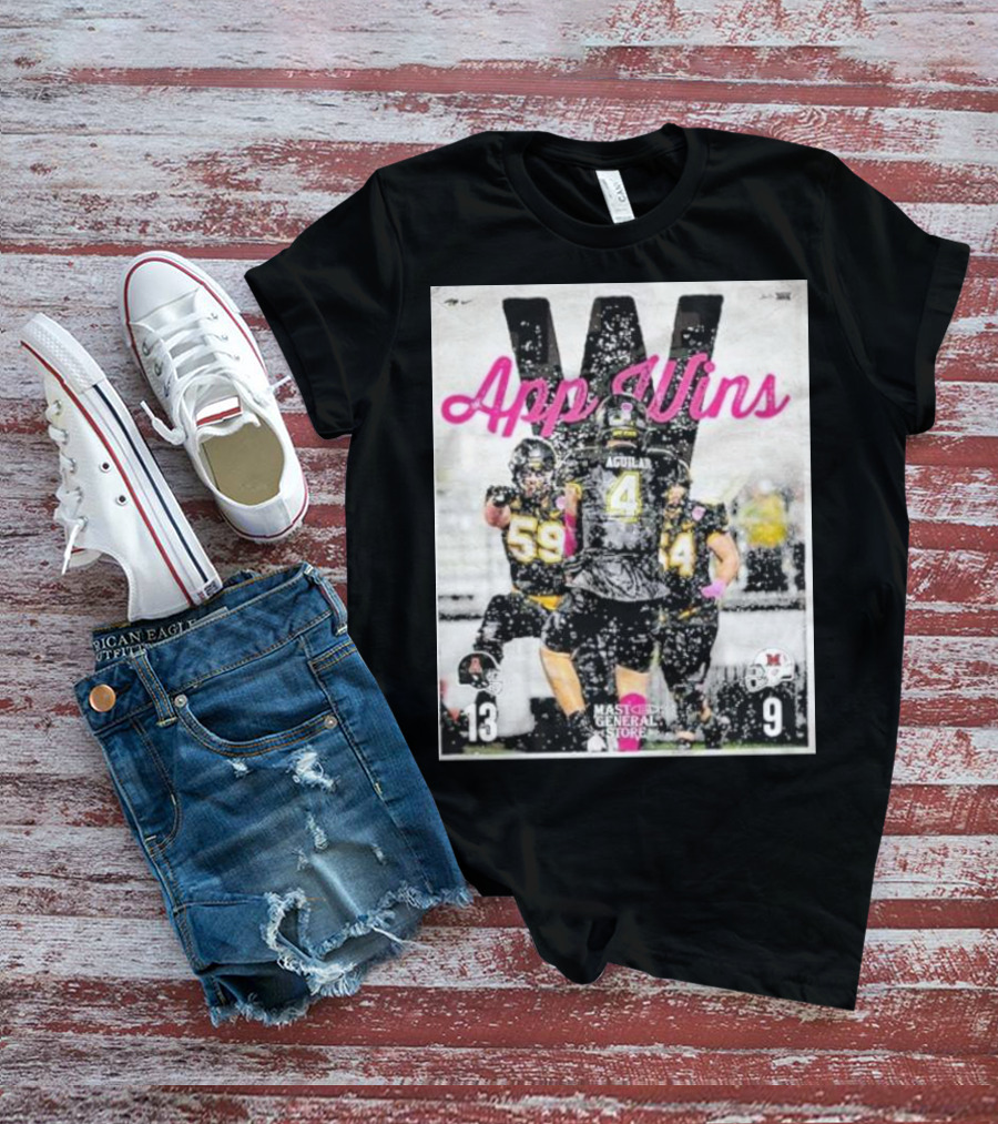 Appalachian State Mountaineers Football App Wins 13 9 Victory Celebration Football Players In Action T-Shirt
