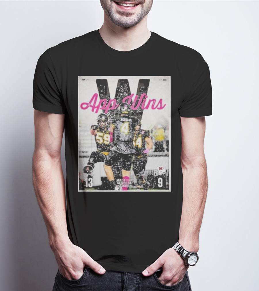 Appalachian State Mountaineers Football App Wins 13 9 Victory Celebration Football Players In Action T-Shirt