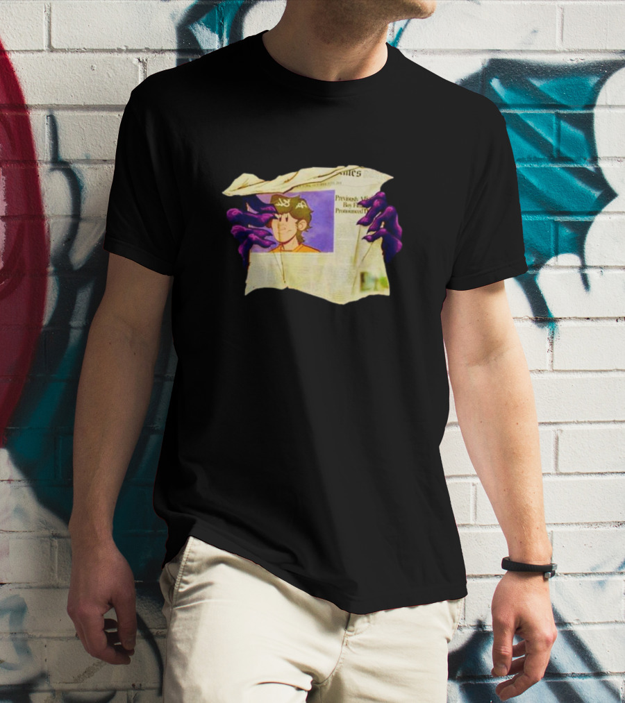 Graaavel’s Backstory Newspaper Cursed Hands Crowned Character T-Shirt