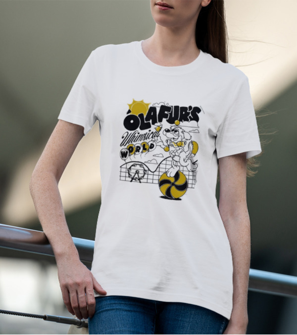 OLAFUR'S Whimsical World Amusement Adventure Design With Iconic Puppy And Ferris Wheel T-Shirt