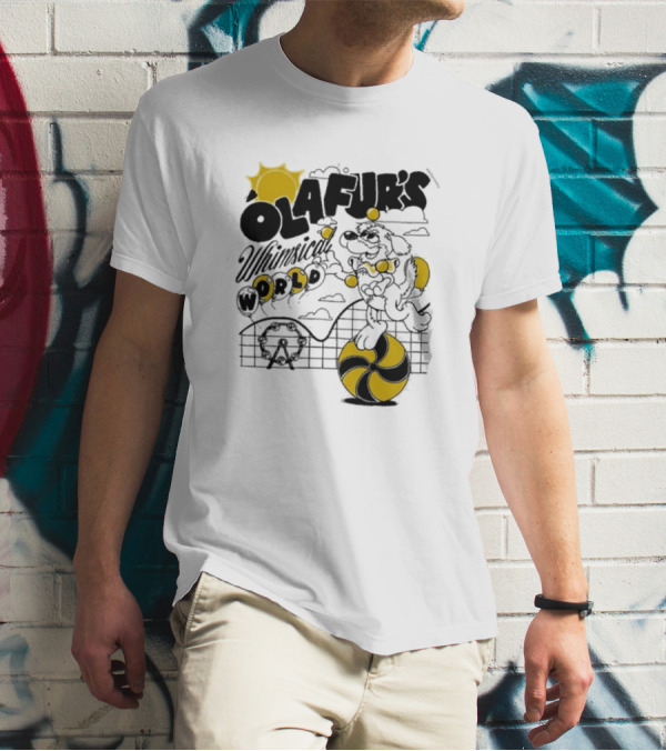 OLAFUR'S Whimsical World Amusement Adventure Design With Iconic Puppy And Ferris Wheel T-Shirt
