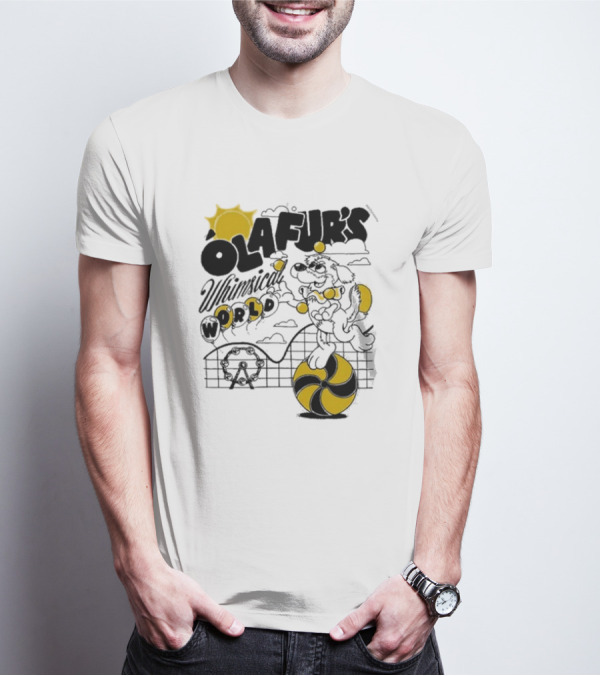 OLAFUR'S Whimsical World Amusement Adventure Design With Iconic Puppy And Ferris Wheel T-Shirt