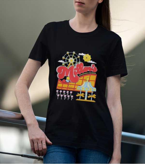 Miller's Miraculous Meadow Toronto Ontario Ferris Wheel Carousel Sun And Clouds T-Shirt