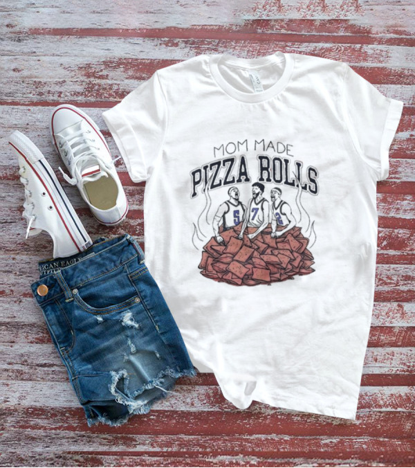 Mom Made Pizza Rolls Basketball Trio On Pizza Pile T-Shirt