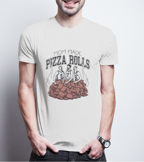 Mom Made Pizza Rolls Basketball Trio On Pizza Pile T-Shirt