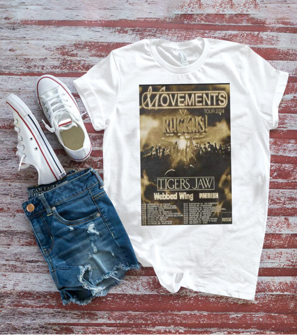 Movements 2024 Tour Ruckus Tigers Jaw Webbed Wing Pherish T-Shirt