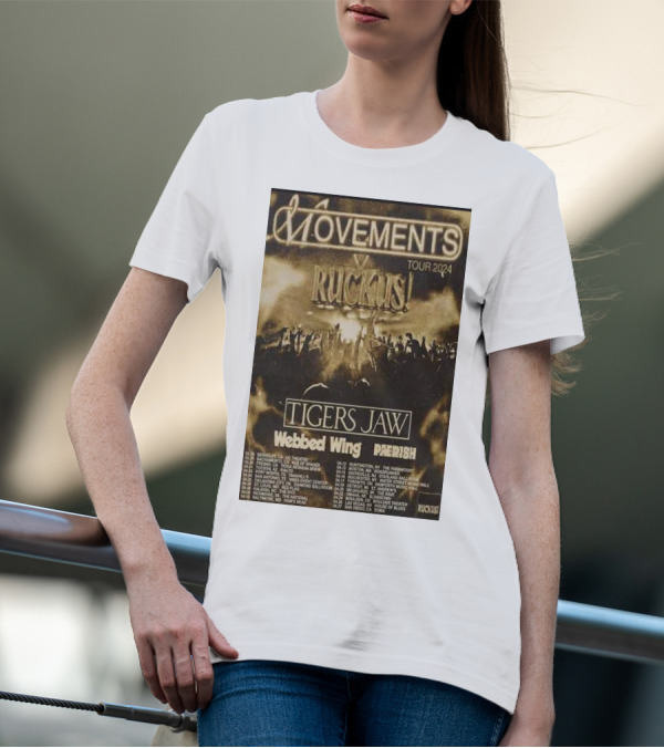 Movements 2024 Tour Ruckus Tigers Jaw Webbed Wing Pherish T-Shirt
