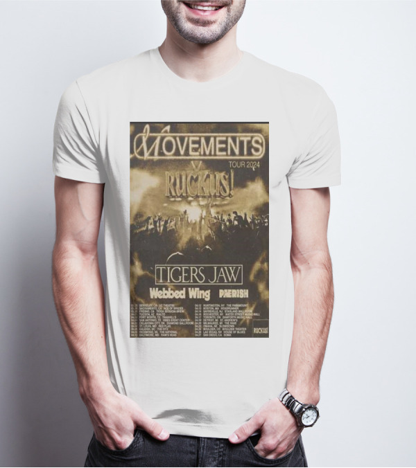 Movements 2024 Tour Ruckus Tigers Jaw Webbed Wing Pherish T-Shirt
