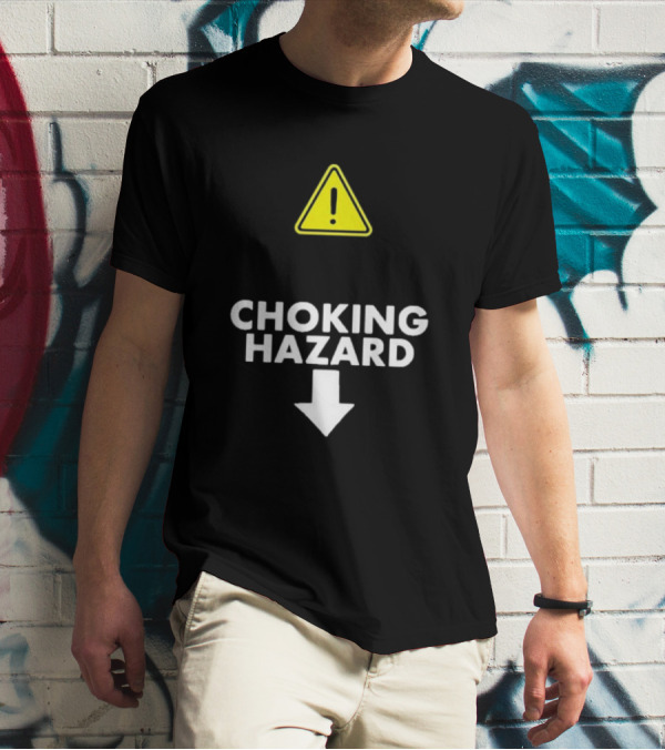 Teenhearts Choking Hazard Warning Sign Icon With Down Arrow T-Shirt