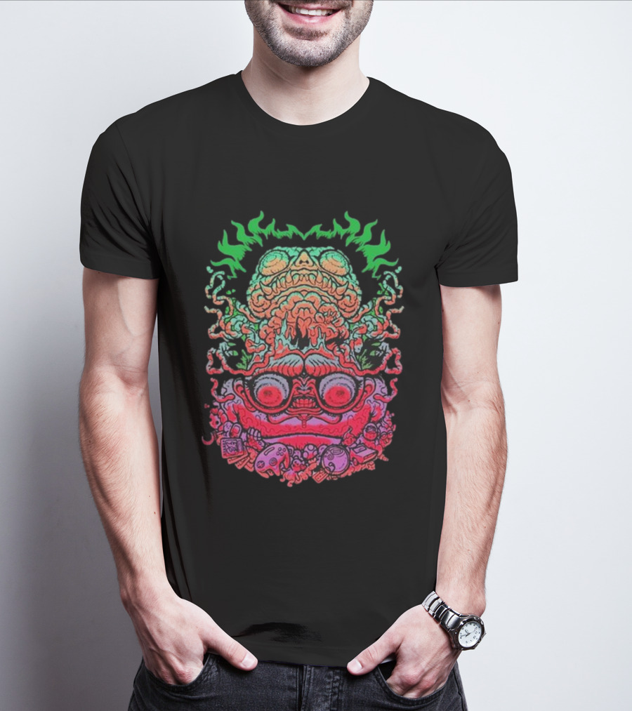 Papa Meat Psychedelic Skull Monster Stack T-Shirt