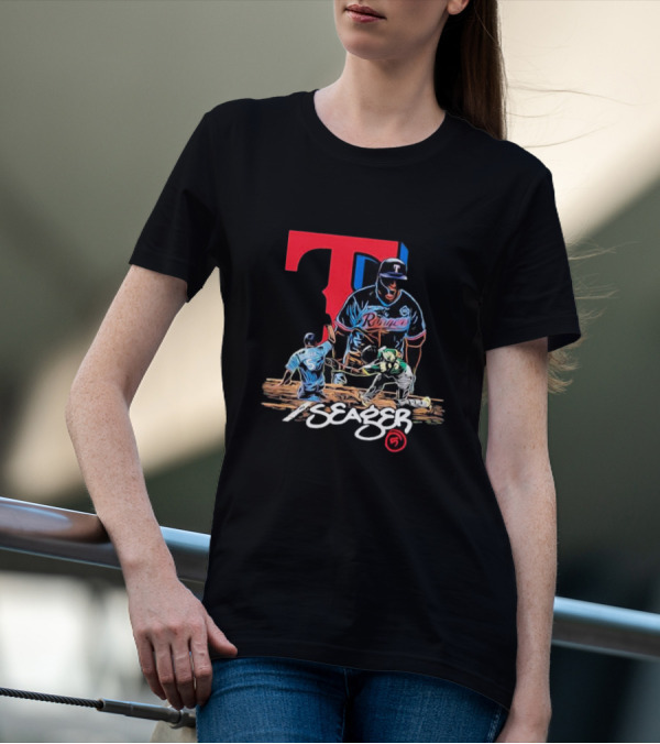 Texas Rangers Seager Baseball Action T-Shirt