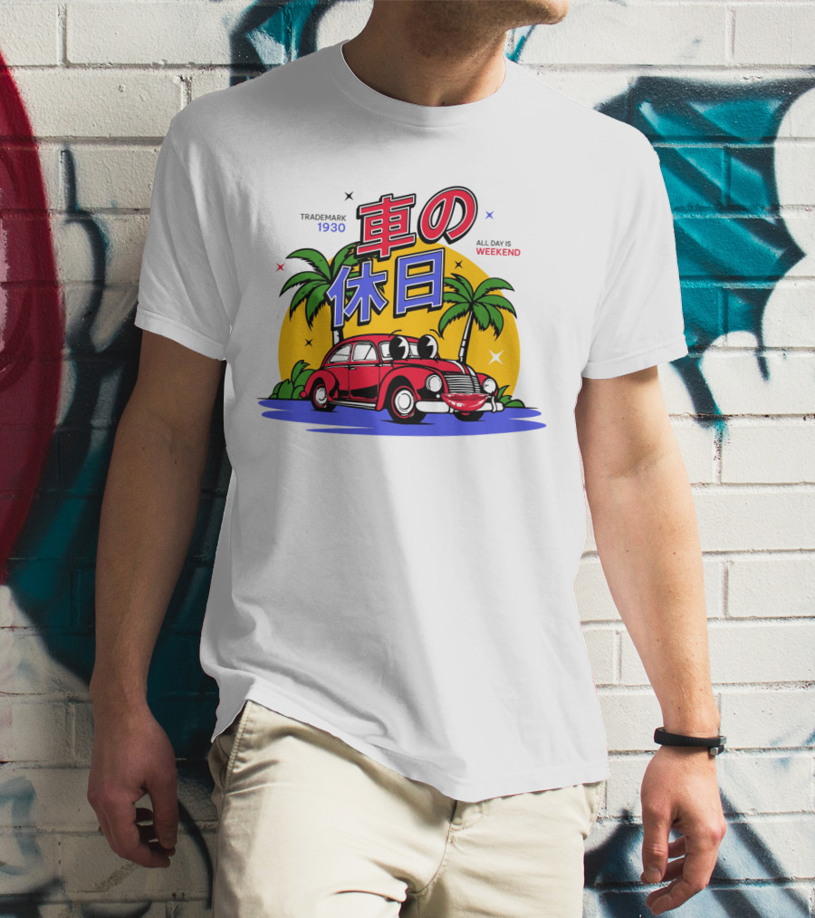 Trademark 1930 Car Holiday All Days Weekend Palm Trees T-Shirt