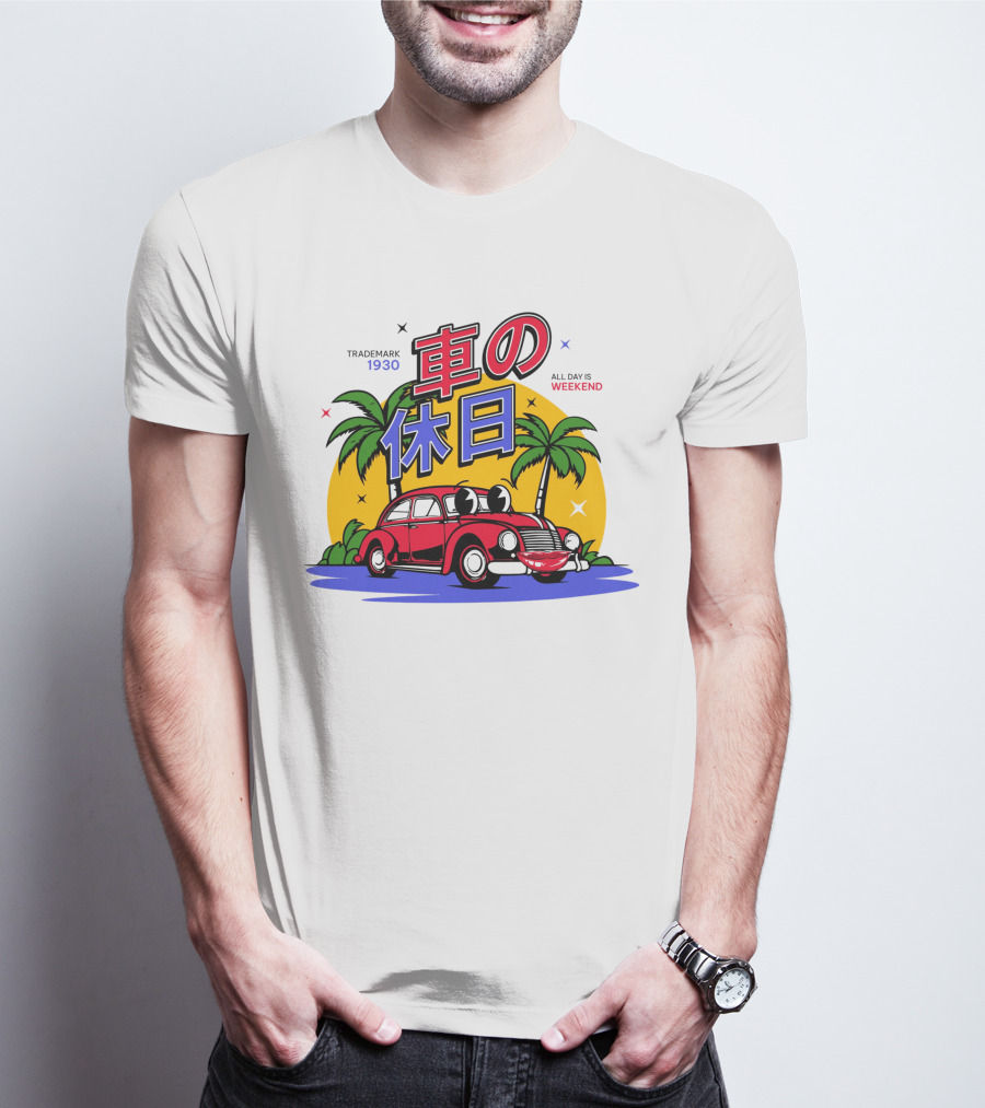 Trademark 1930 Car Holiday All Days Weekend Palm Trees T-Shirt