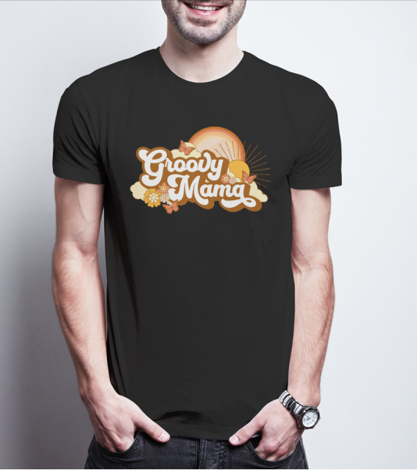 Groovy Mama Retro Sunflower Butterflies T-Shirt