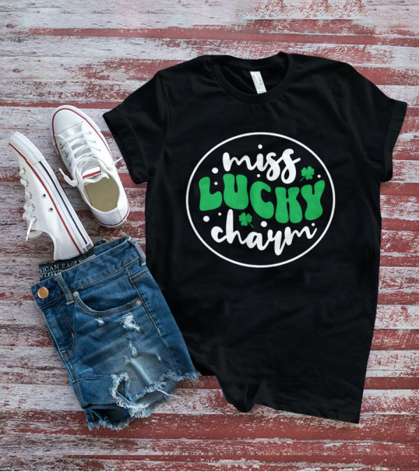Miss Lucky Charm St. Patrick's Day Festive Badge T-Shirt