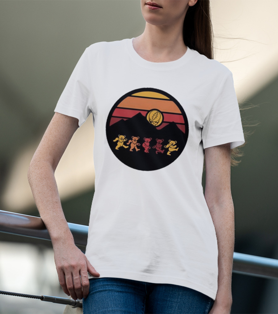 Grateful Dead Dancing Bears Sunset Alan Forbes T-Shirt
