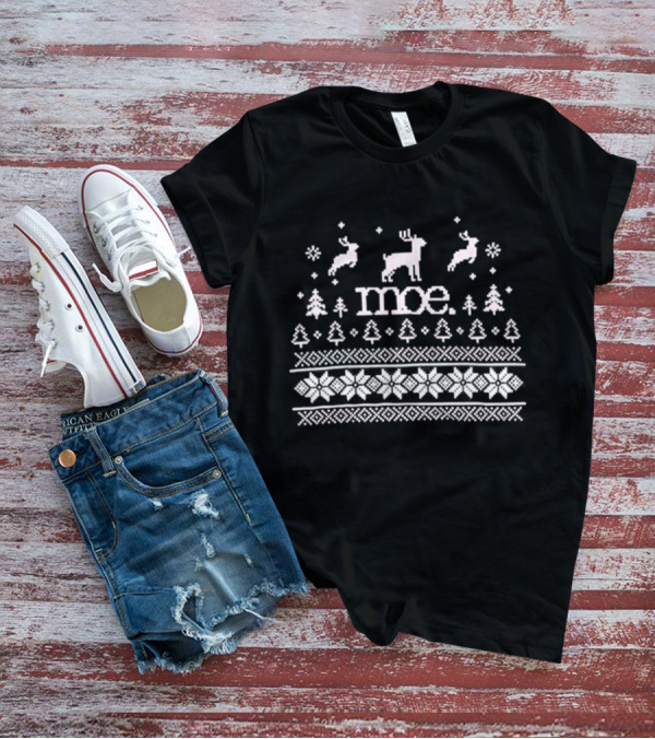 Moe Reindeer Ugly Christmas Sweater Snowflakes Trees T-Shirt