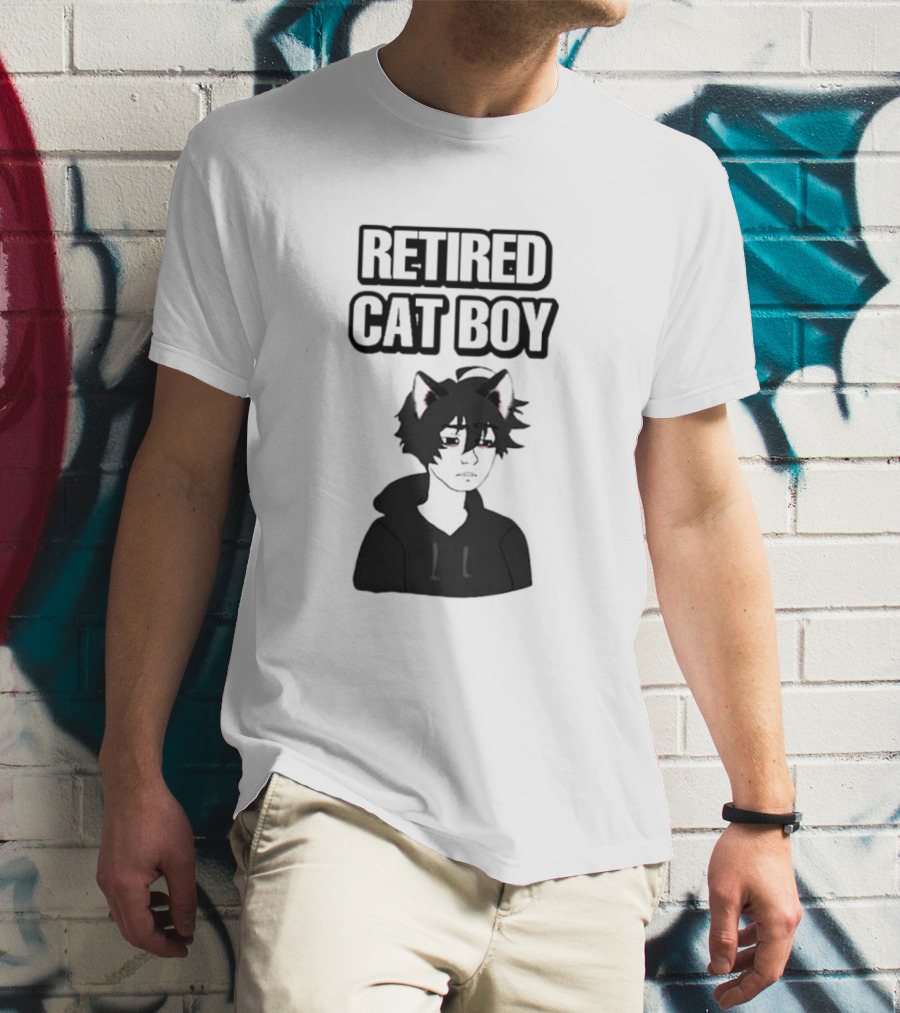 RETired Cat Boy With Black Hoodie And Cat Ears T-Shirt
