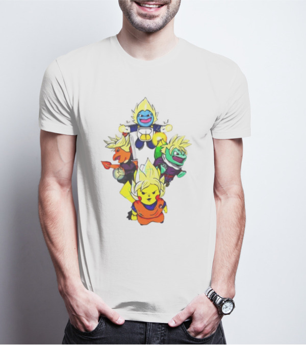 Dragon Ball Z Super Saiyan Pokemon Crossover Characters T-Shirt