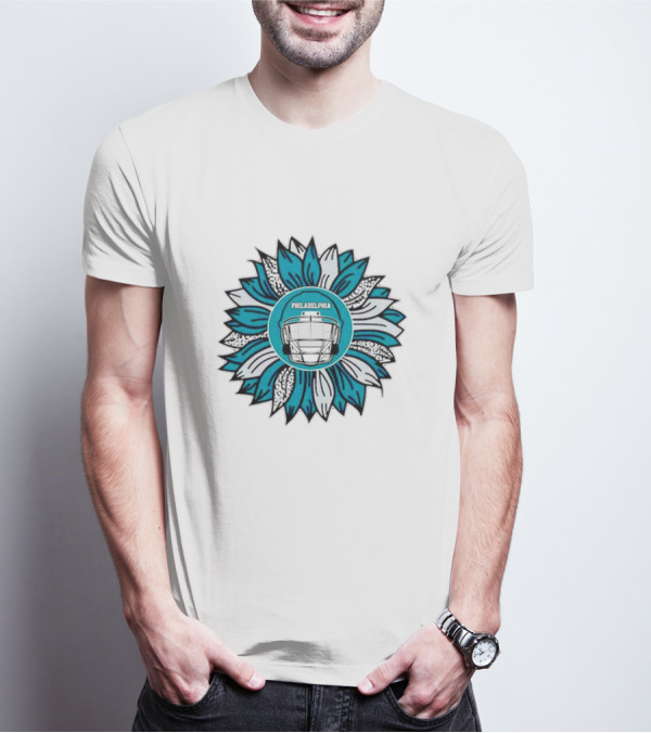 Philadelphia Eagles Football Helmet Sunflower T-Shirt