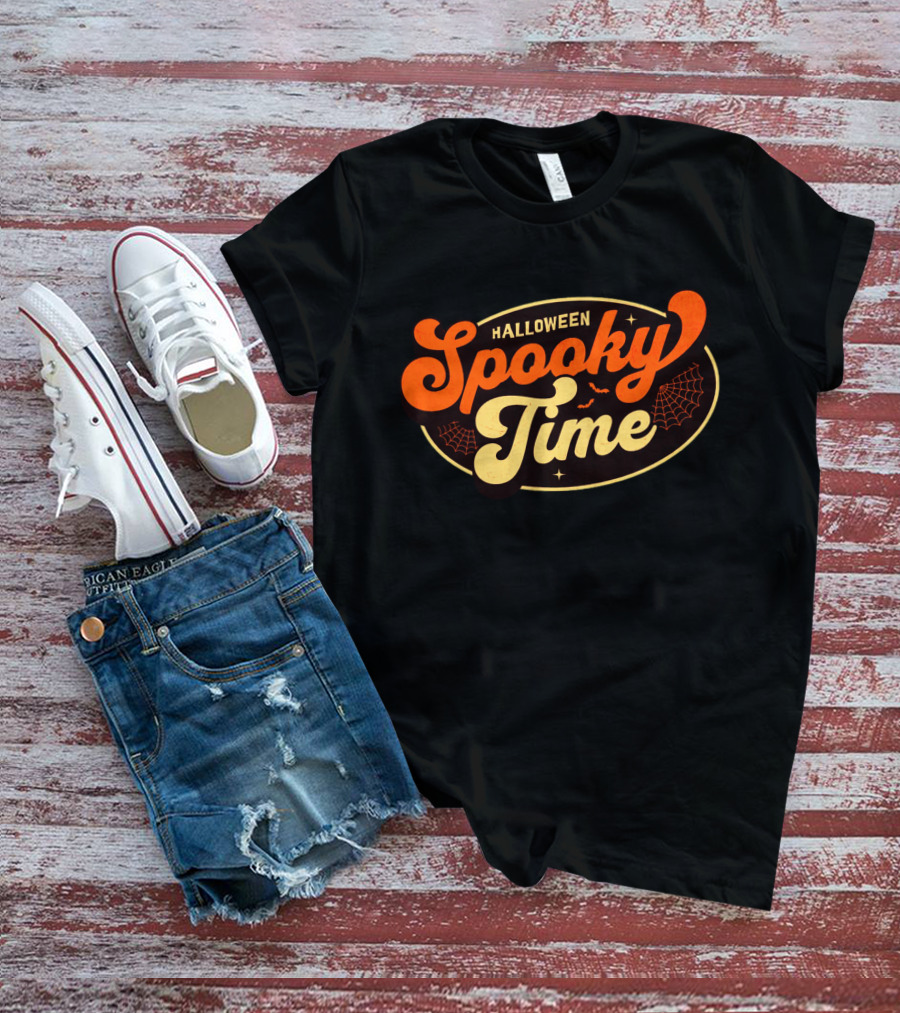 Halloween Spooky Time Bats And Webs T-Shirt
