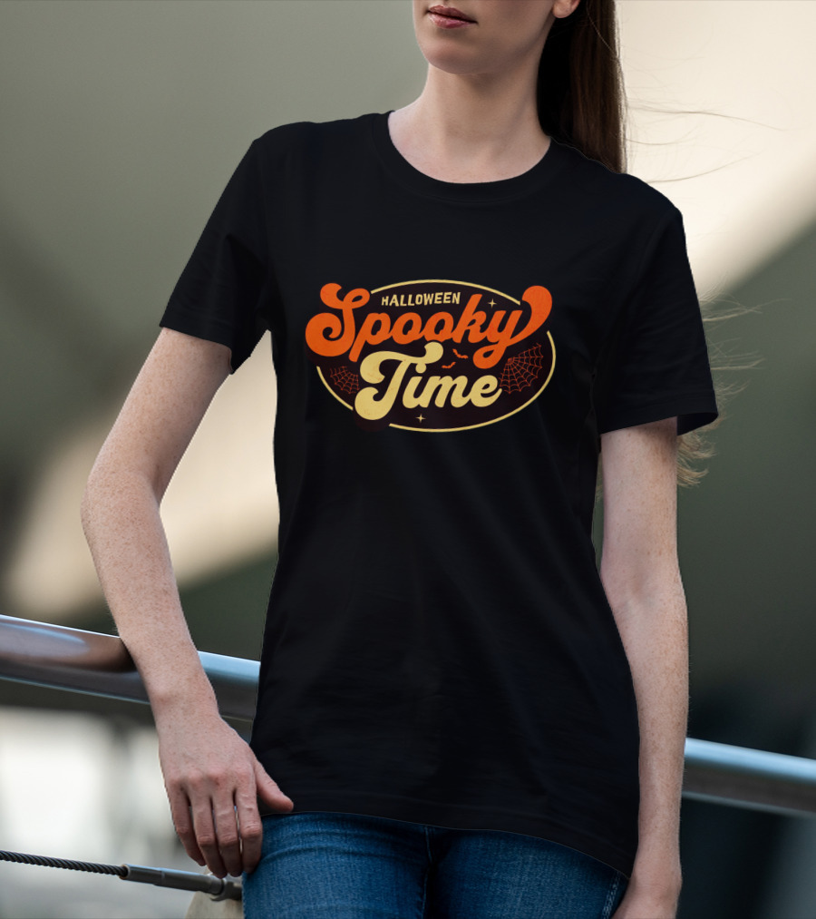Halloween Spooky Time Bats And Webs T-Shirt