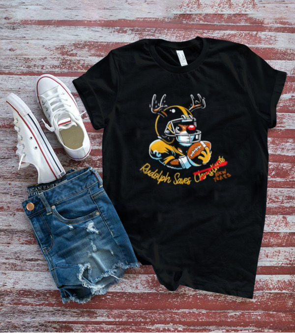 Rudolph Saves New Years Football Reindeer Helmets T-Shirt