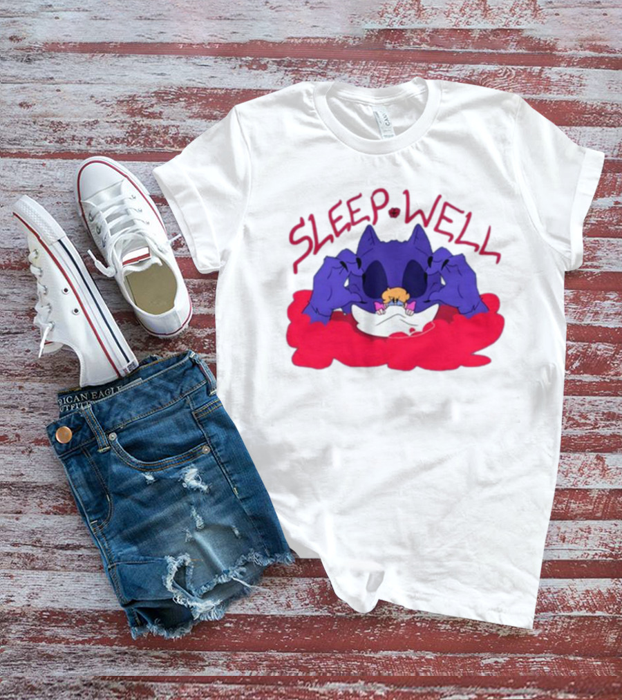 Sleep Well Monster Cartoon Creature Holding Tiny Figure T-Shirt