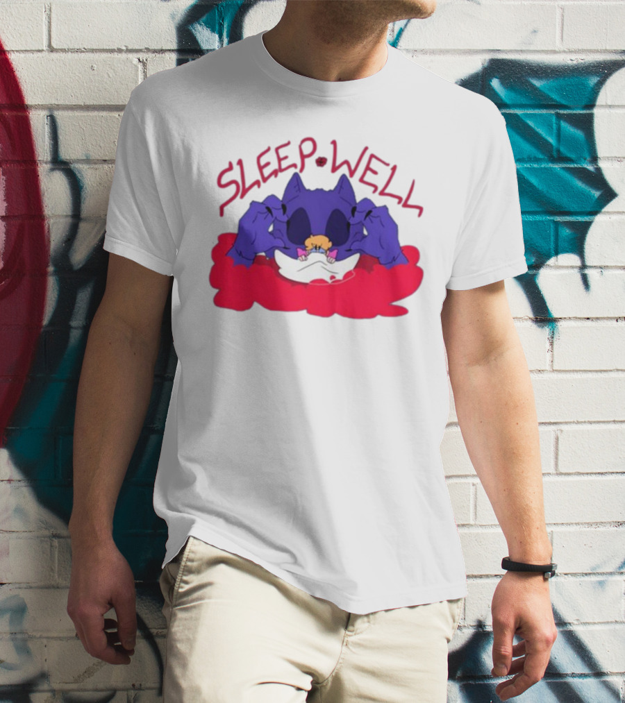 Sleep Well Monster Cartoon Creature Holding Tiny Figure T-Shirt